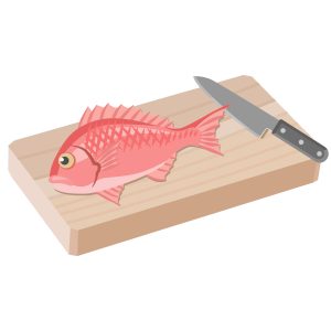 鯛の頭を割る